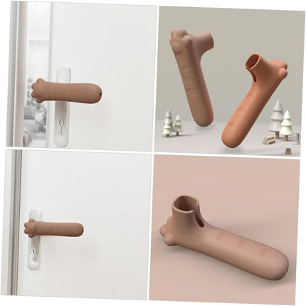Silicone Door Handle Cover 1 Pack Child Safe Anti-Collision Paw Design Brown.