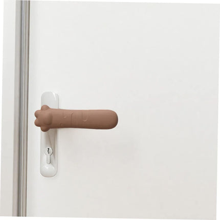 Silicone Door Handle Cover 1 Pack Child Safe Anti-Collision Paw Design Brown.