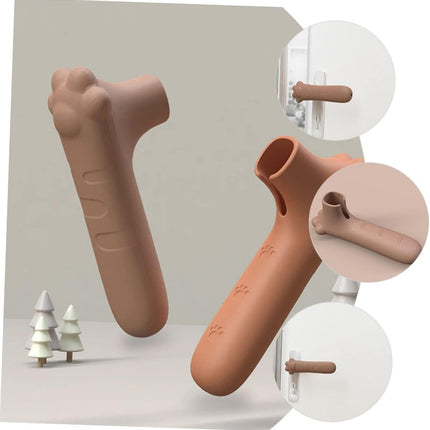 Silicone Door Handle Cover 1 Pack Child Safe Anti-Collision Paw Design Brown.