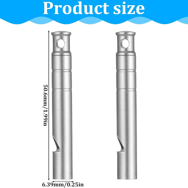 2 Silver Double Loop Whistles for Camping Hiking Pet Training Sports.