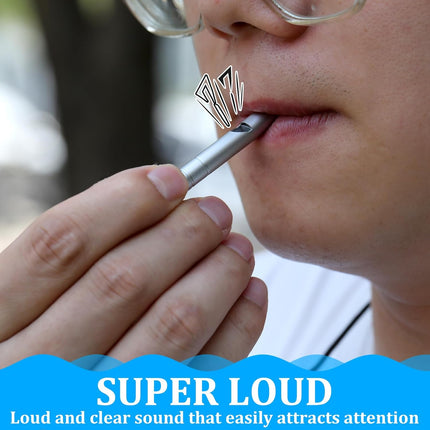 2 Silver Double Loop Whistles for Camping Hiking Pet Training Sports.