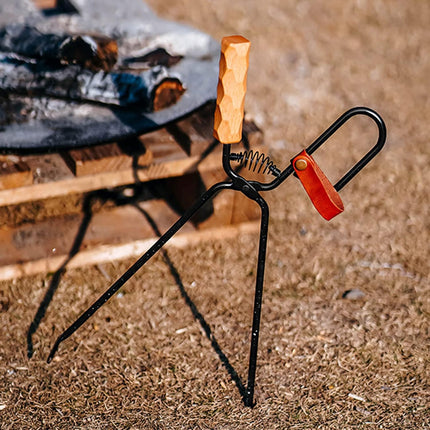 Metal Fireplace Tongs with Wooden Handle 47cm Safe Distance for Firewood Handling.
