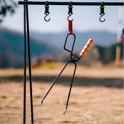 Metal Fireplace Tongs with Wooden Handle 47cm Safe Distance for Firewood Handling.