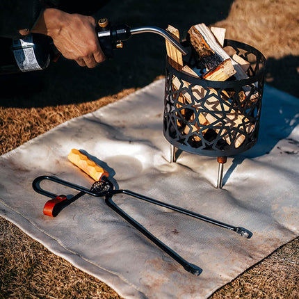 Metal Fireplace Tongs with Wooden Handle 47cm Safe Distance for Firewood Handling.