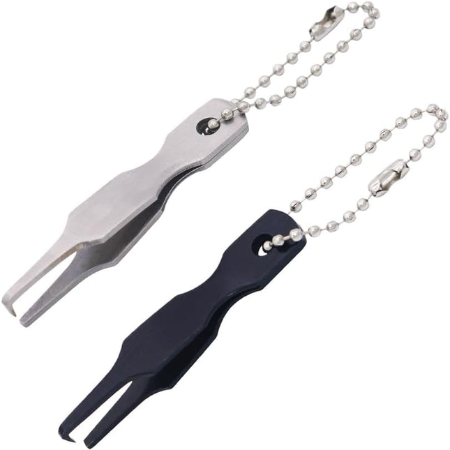 2 Pcs Split Ring Pliers Black & Silver Stainless Steel Fishing Pliers for Rigging and Bait with Keychain.