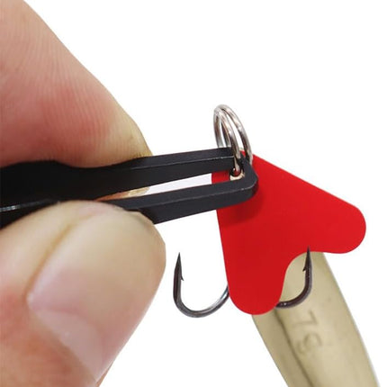 2 Pcs Split Ring Pliers Black & Silver Stainless Steel Fishing Pliers for Rigging and Bait with Keychain.