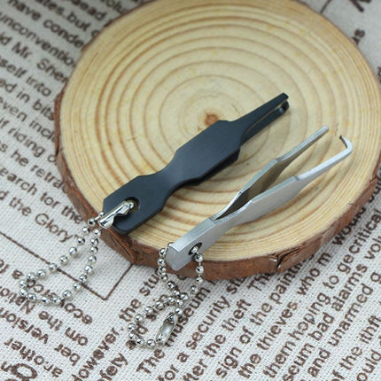 2 Pcs Split Ring Pliers Black & Silver Stainless Steel Fishing Pliers for Rigging and Bait with Keychain.