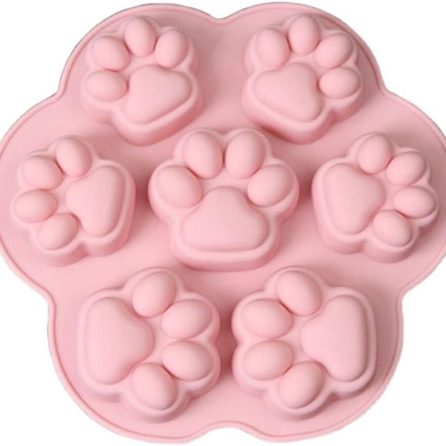 7-Cavity Silicone Cat Paw Mould Chocolate Fondant Ice Cube Tray Food Safe Baking Mold.