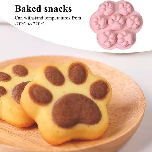 7-Cavity Silicone Cat Paw Mould Chocolate Fondant Ice Cube Tray Food Safe Baking Mold.