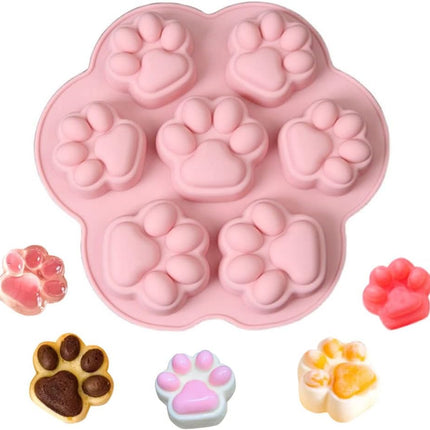 7-Cavity Silicone Cat Paw Mould Chocolate Fondant Ice Cube Tray Food Safe Baking Mold.