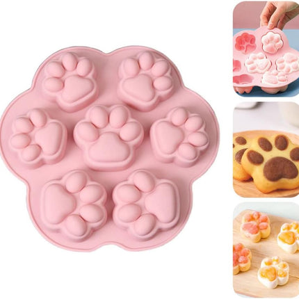 7-Cavity Silicone Cat Paw Mould Chocolate Fondant Ice Cube Tray Food Safe Baking Mold.
