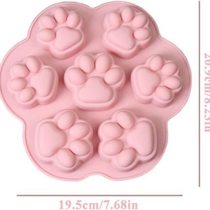 7-Cavity Silicone Cat Paw Mould Chocolate Fondant Ice Cube Tray Food Safe Baking Mold.