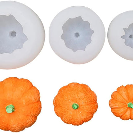 3 Piece Silicone Pumpkin Mould Set 3 Sizes Candle and Chocolate Mould Baking Tray.