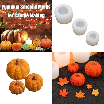 3 Piece Silicone Pumpkin Mould Set 3 Sizes Candle and Chocolate Mould Baking Tray.