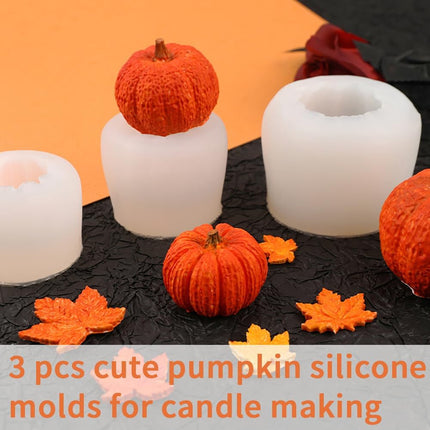 3 Piece Silicone Pumpkin Mould Set 3 Sizes Candle and Chocolate Mould Baking Tray.