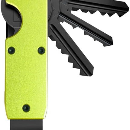 Compact Aluminium Key Organizer 2-6 Keys Yellow-Green Minimalist Key Holder for Car & Home.