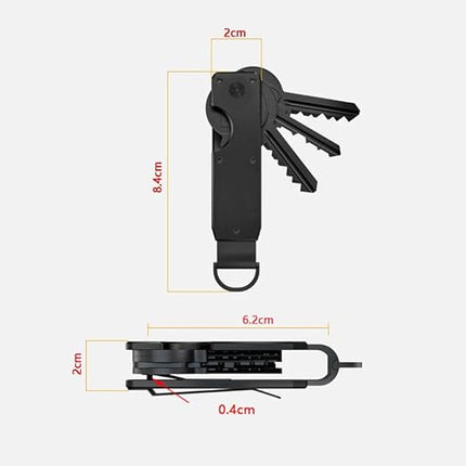 Compact Aluminium Key Organizer 2-6 Keys Yellow-Green Minimalist Key Holder for Car & Home.