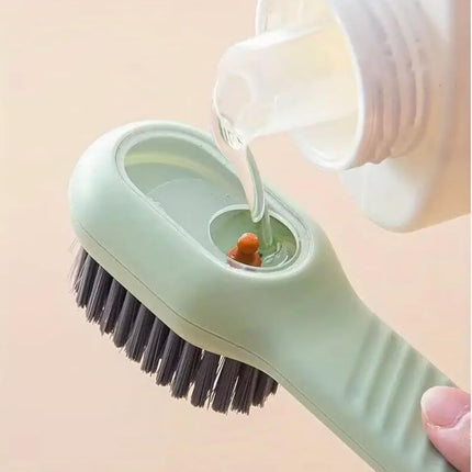 Green Soft Bristle Shoe Brush with Ergonomic Handle Multifunctional for Shoes and Clothing Hanging Design 1 Piece.