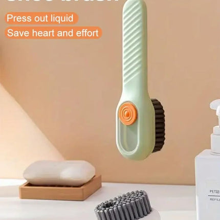 Green Soft Bristle Shoe Brush with Ergonomic Handle Multifunctional for Shoes and Clothing Hanging Design 1 Piece.