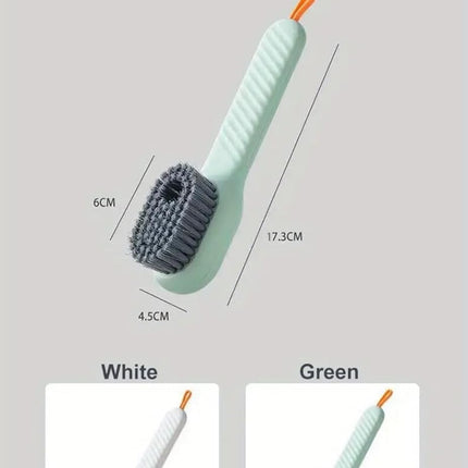 Green Soft Bristle Shoe Brush with Ergonomic Handle Multifunctional for Shoes and Clothing Hanging Design 1 Piece.