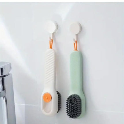 Green Soft Bristle Shoe Brush with Ergonomic Handle Multifunctional for Shoes and Clothing Hanging Design 1 Piece.