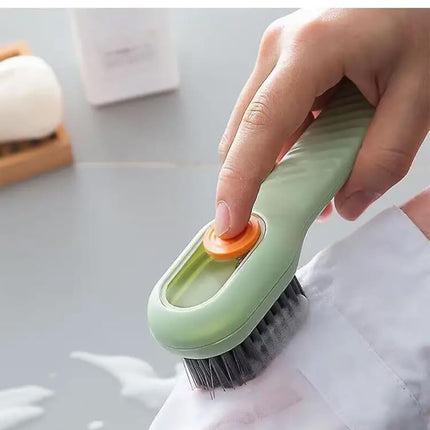 Green Soft Bristle Shoe Brush with Ergonomic Handle Multifunctional for Shoes and Clothing Hanging Design 1 Piece.
