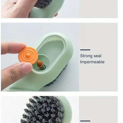 Green Soft Bristle Shoe Brush with Ergonomic Handle Multifunctional for Shoes and Clothing Hanging Design 1 Piece.