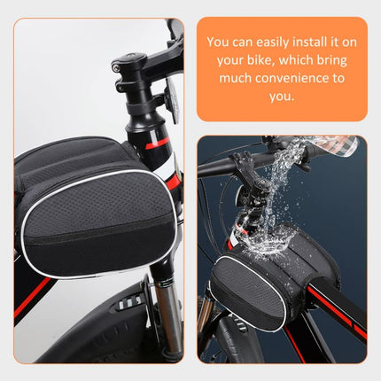 Waterproof Front Bike Frame Bag 19x12.5x6 cm Black.