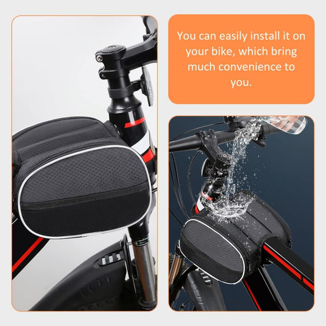 Waterproof Front Bike Frame Bag 19x12.5x6 cm Black.