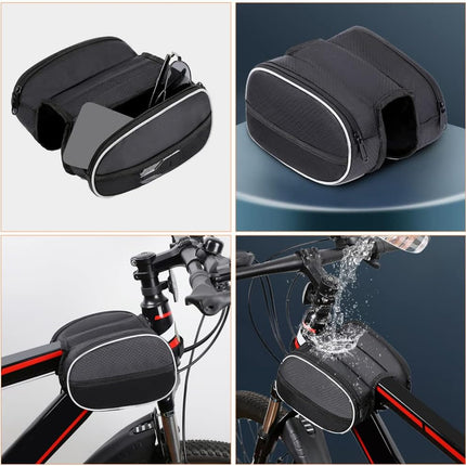 Waterproof Front Bike Frame Bag 19x12.5x6 cm Black.