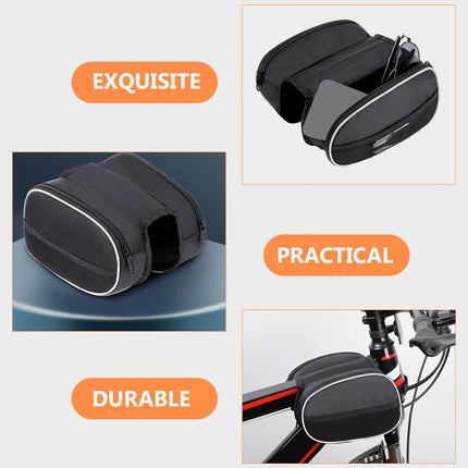Waterproof Front Bike Frame Bag 19x12.5x6 cm Black.