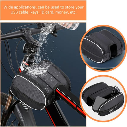 Waterproof Front Bike Frame Bag 19x12.5x6 cm Black.