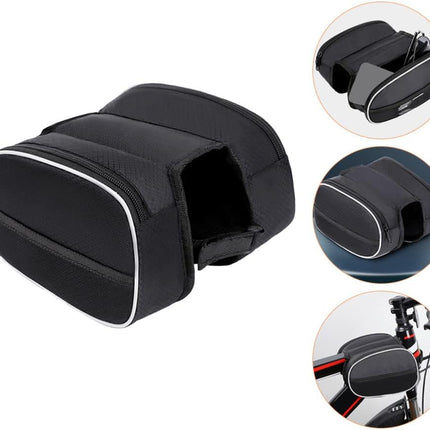 Waterproof Front Bike Frame Bag 19x12.5x6 cm Black.