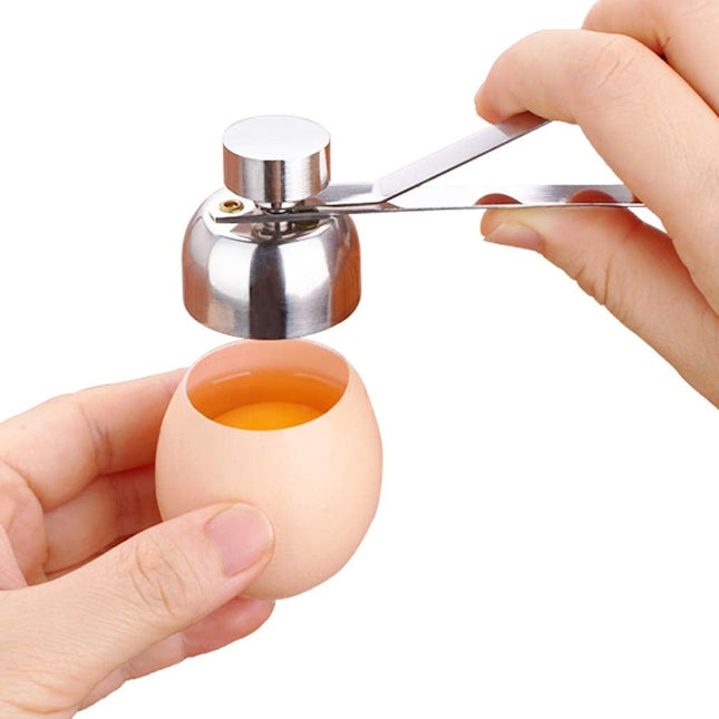 Egg Shell Cutter with Spring Mechanism for Soft and Hard Boiled Eggs Silver 1 Piece.