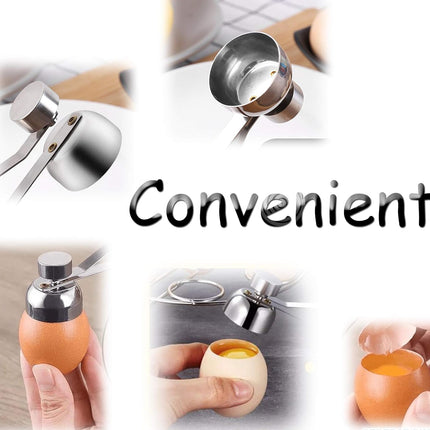 Egg Shell Cutter with Spring Mechanism for Soft and Hard Boiled Eggs Silver 1 Piece.