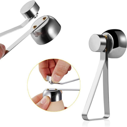 Egg Shell Cutter with Spring Mechanism for Soft and Hard Boiled Eggs Silver 1 Piece.