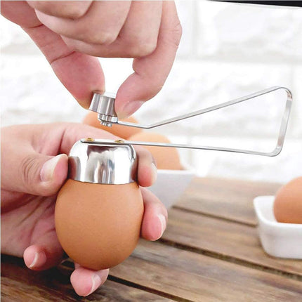 Egg Shell Cutter with Spring Mechanism for Soft and Hard Boiled Eggs Silver 1 Piece.