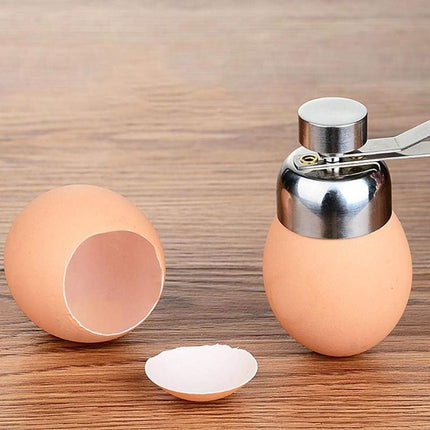 Egg Shell Cutter with Spring Mechanism for Soft and Hard Boiled Eggs Silver 1 Piece.