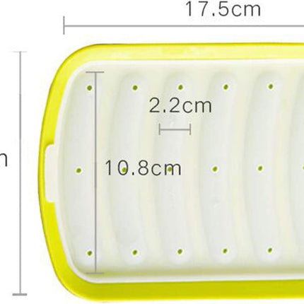 6 Cavity Silicone Hot Dog Mold with Lid Yellow Non-Stick Sausage Maker Baking Tool.