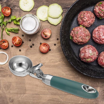 2 Pack Green Ergonomic 304 Stainless Steel Ice Cream Scoop with Trigger.
