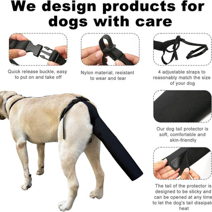 Adjustable Nylon Dog Tail Protector - Black - 1 Piece - Tail Protection.