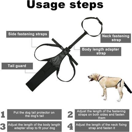 Adjustable Nylon Dog Tail Protector - Black - 1 Piece - Tail Protection.