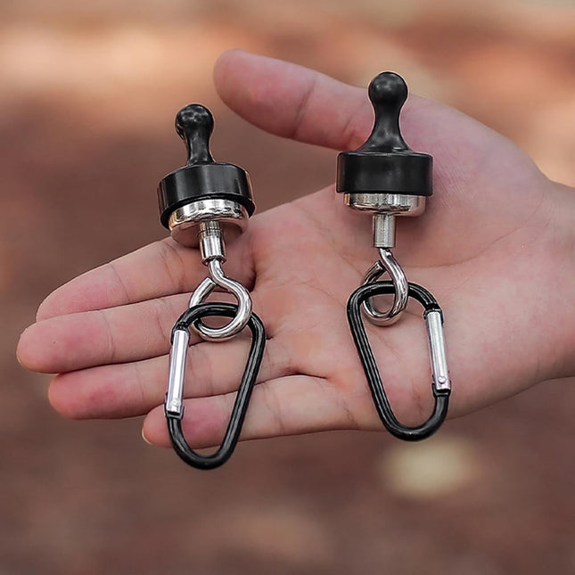 2 Pack Black Multifunctional Camping Hooks with Carabiner No Installation Required.