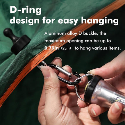 2 Pack Black Multifunctional Camping Hooks with Carabiner No Installation Required.