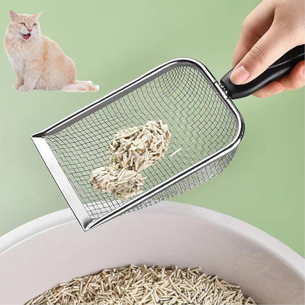 Fine Mesh Filter Deep Litter Scoop with Ergonomic Handle for Cats & Reptiles.