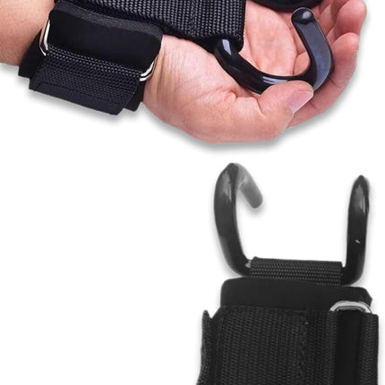 Weight Lifting Wrist Strap Hooks - Black - 1 Pair.