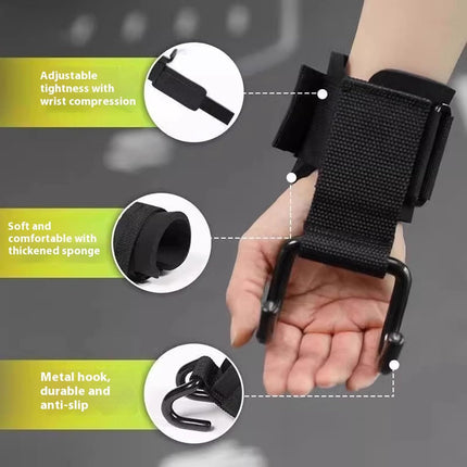 Weight Lifting Wrist Strap Hooks - Black - 1 Pair.