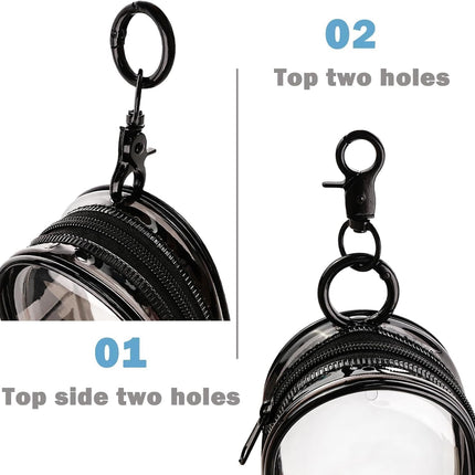 Transparent Zipper Storage Pouch with Keychain - Mini Organizer for Earbuds Cables - Travel Accessory for Backpack.