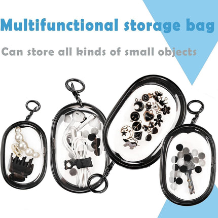 Transparent Zipper Storage Pouch with Keychain - Mini Organizer for Earbuds Cables - Travel Accessory for Backpack.