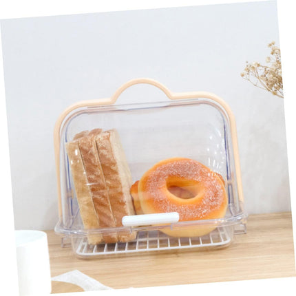 Transparent Food Storage Container with Lid and Drip Tray for Bread Milk Packaging.